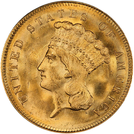 1857 Gold Three Dollar