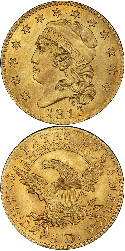 1813 Capped Head Left Half Eagle