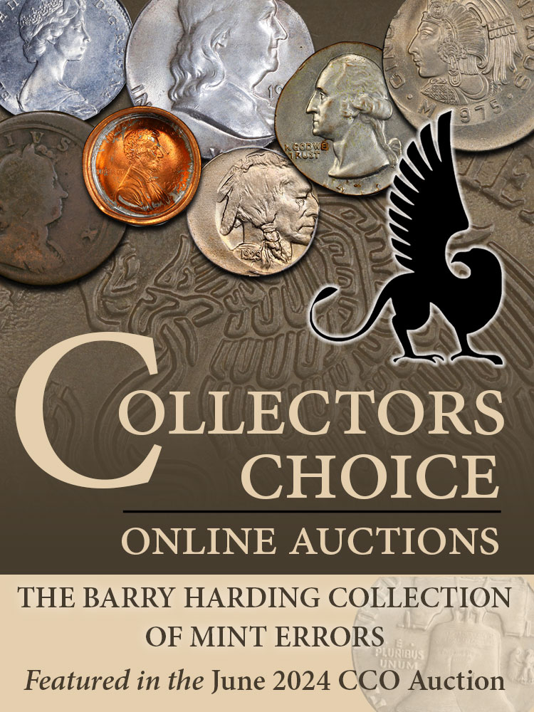 June 4, 2024 Collectors Choice Online Auction -  The Barry Harding Collection of Mint Errors