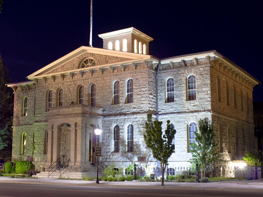 The Carson City Mint Building at Night