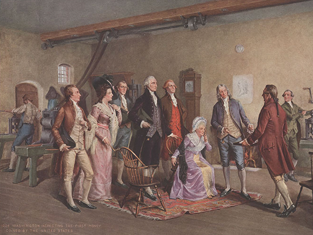 George and Martha Washington Inspecting Coinage