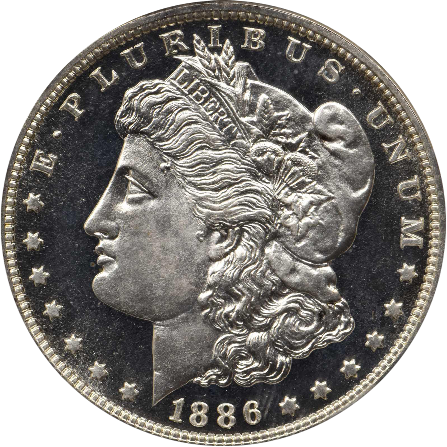 1886 proof morgan silver dollar