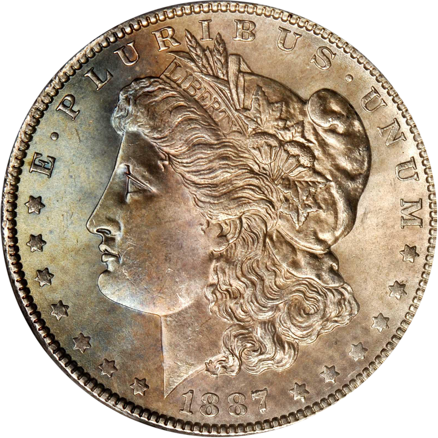 1887 over 6 morgan silver dollar