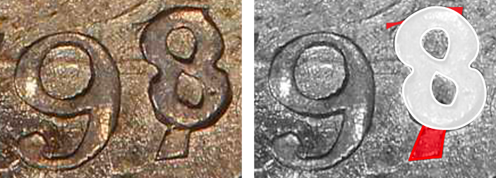 1798 overdate dime comparison