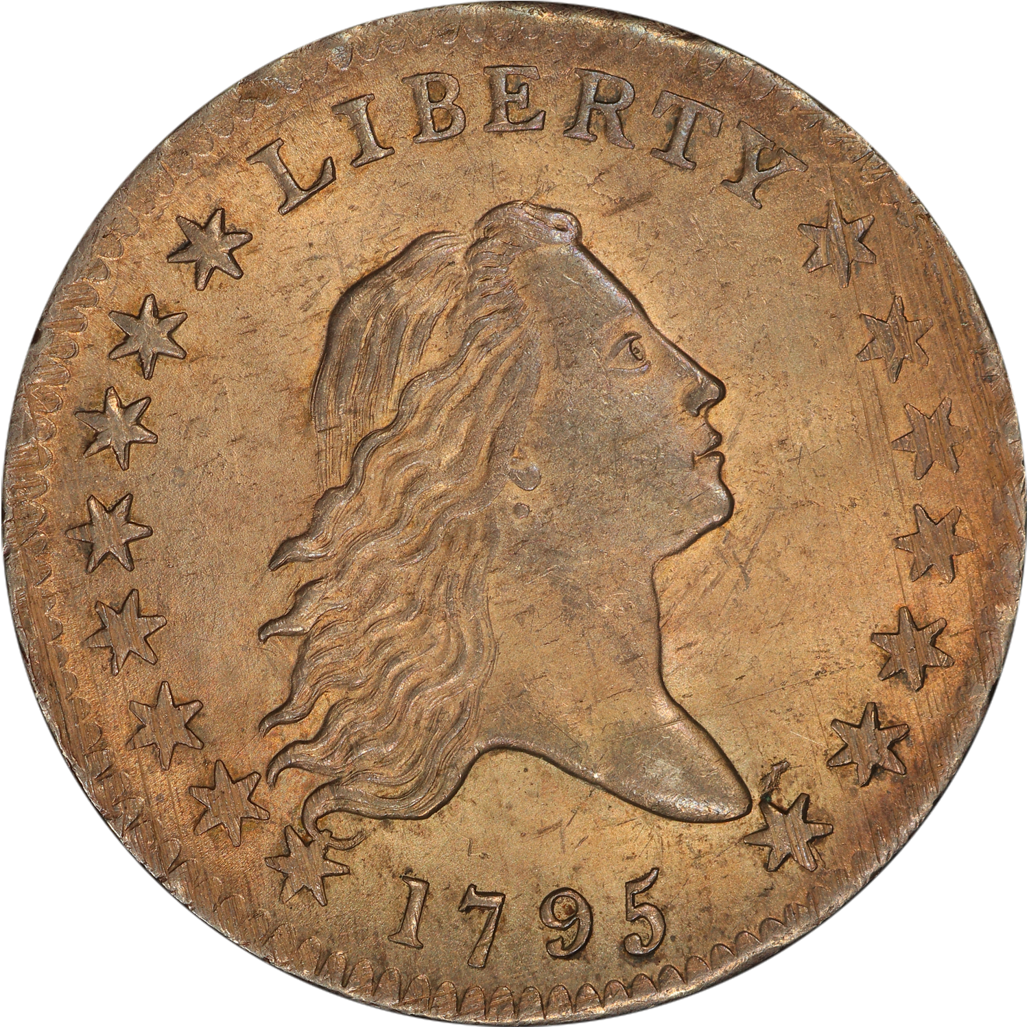 1795 two leaves flowing hair silver half dollar